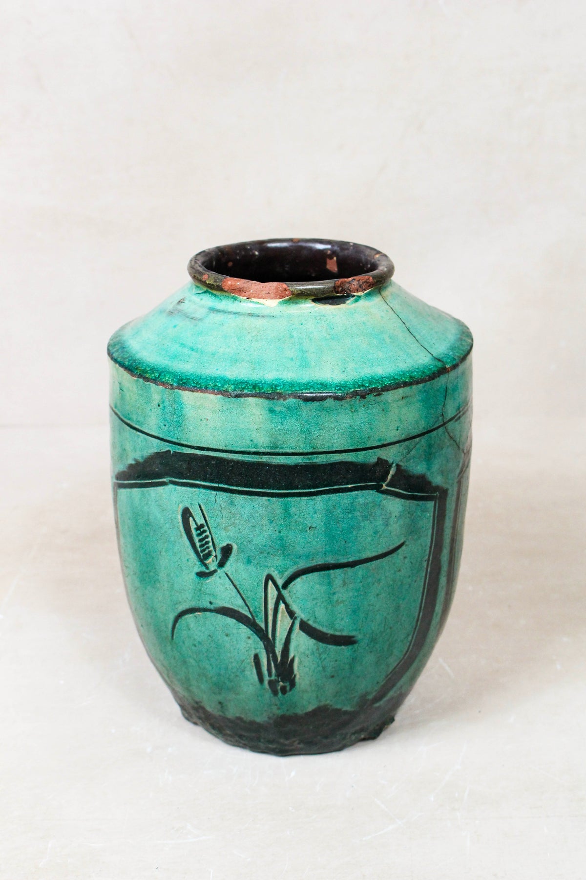 Vintage Emerald Green Pot - EGP 14