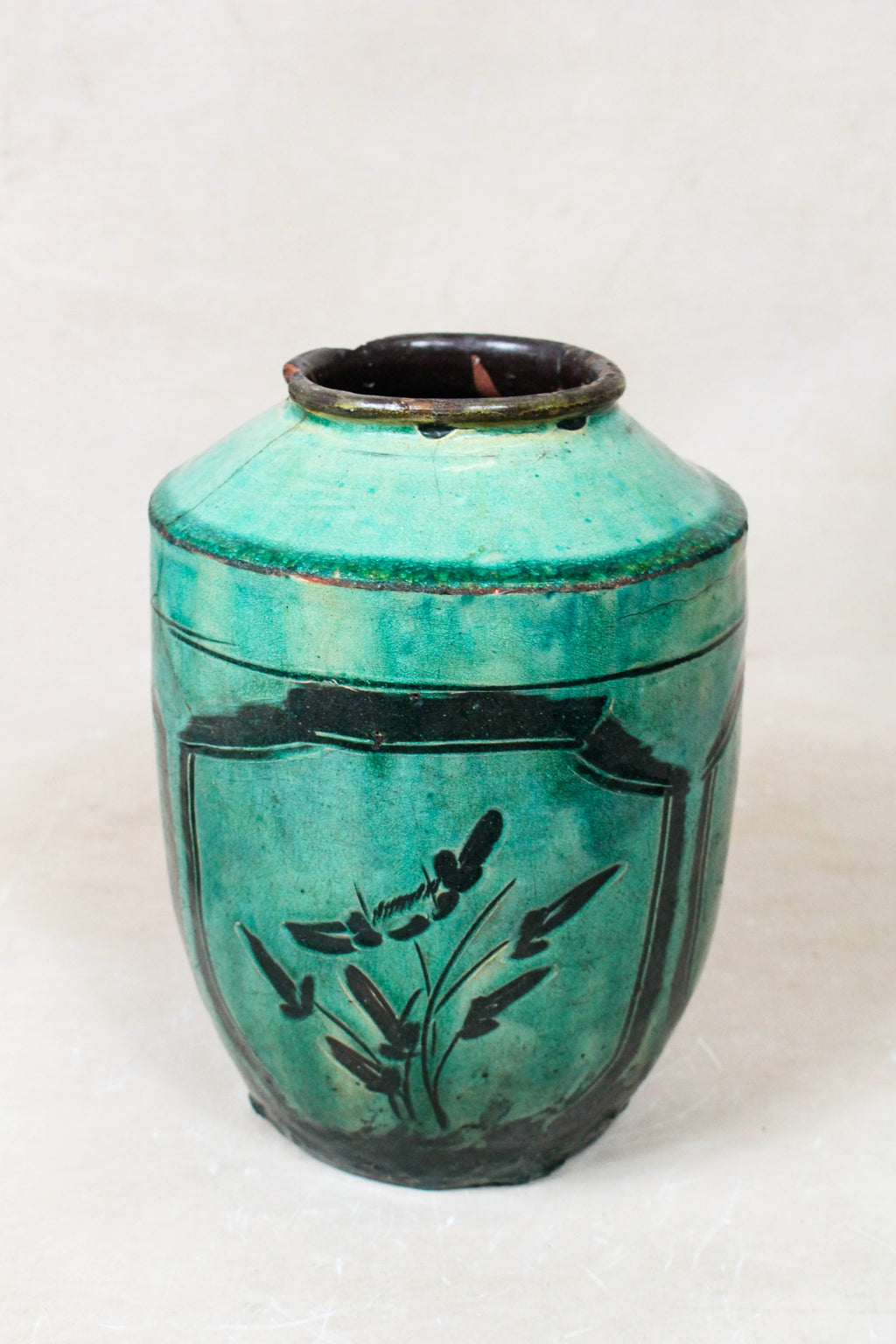 Vintage Emerald Green Pot - EGP 14