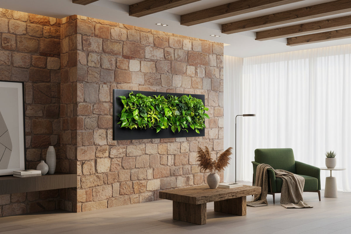 Living Wall Picture Frame | Black | 192cm | Self-Watering | No Plumbing Required