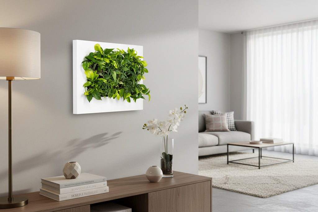 Living Wall Picture Frame | White | 112cm | Self-Watering | No Plumbing Required