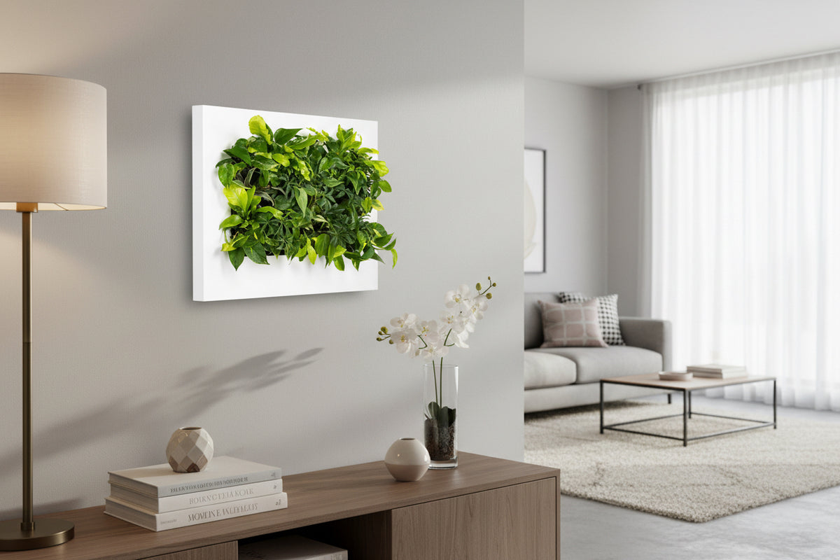 Living Wall Picture Frame | White | 112cm | Self-Watering | No Plumbing Required