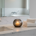QUARTZ Candleholder- H12 D15 cm - INDIGO SMOKE