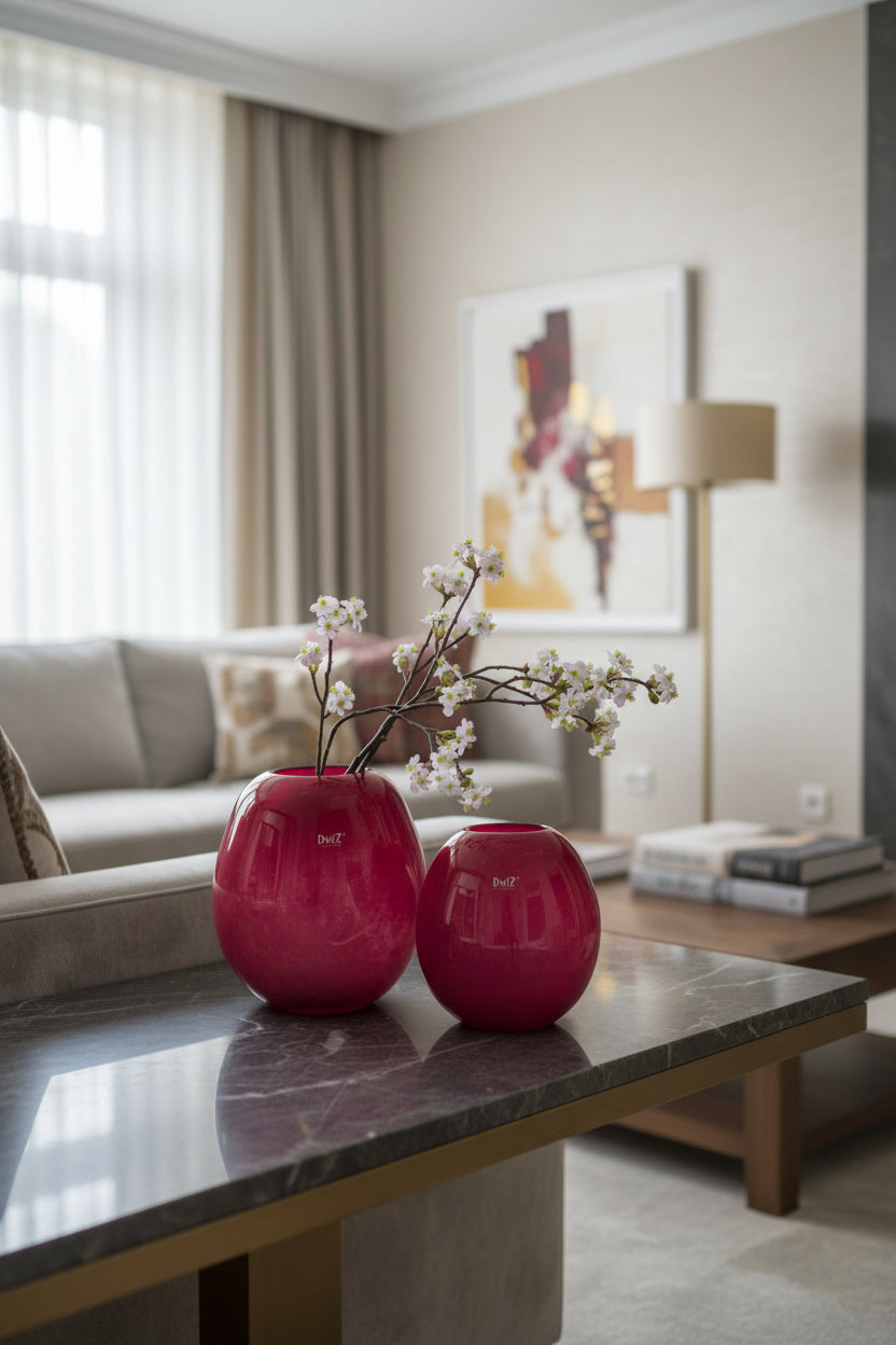 Vase Decor OVALI - RED Bubbles