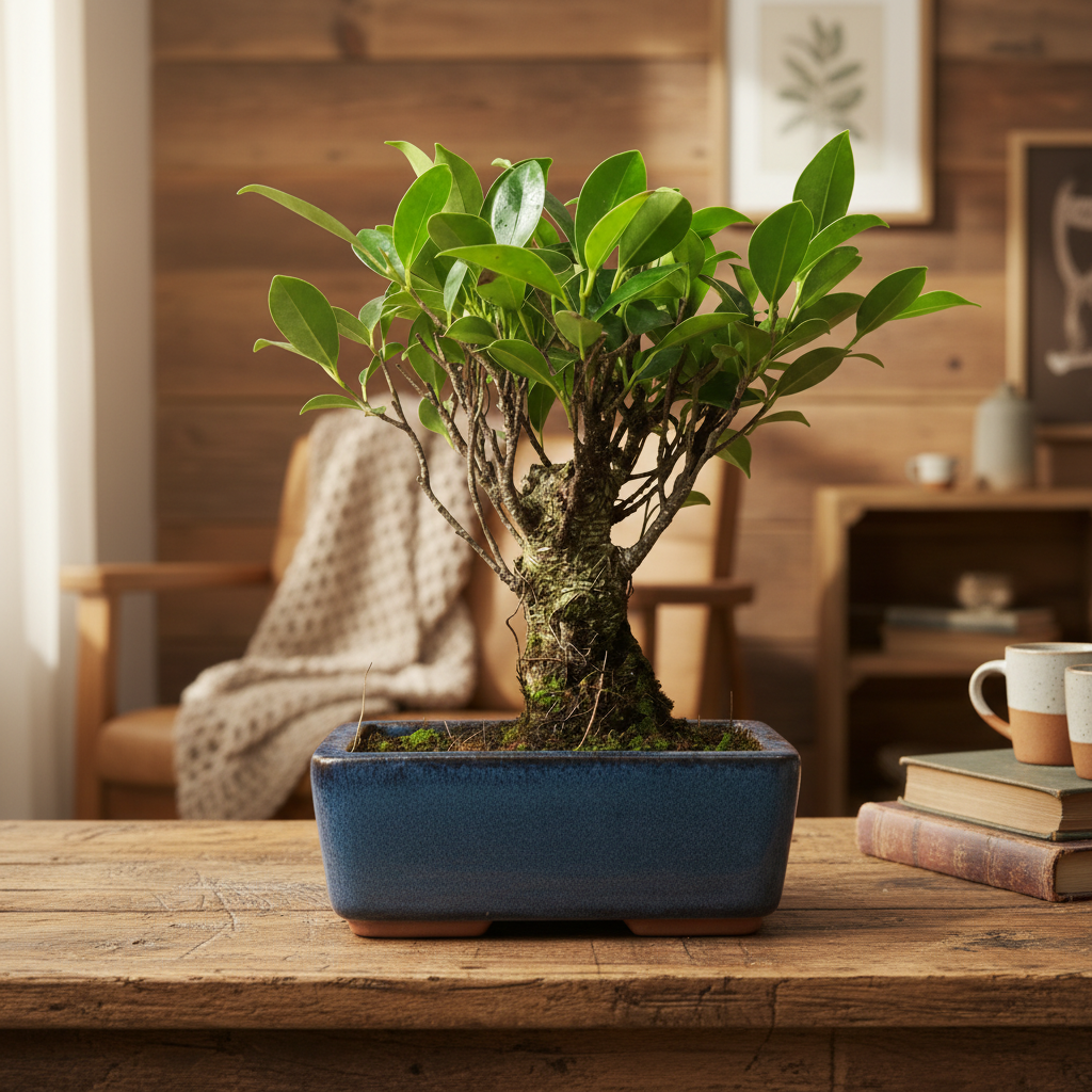 Ficus Microcarpa (Banyan Fig) Indoor Bonsai Tree | Broom | In 15cm Pot