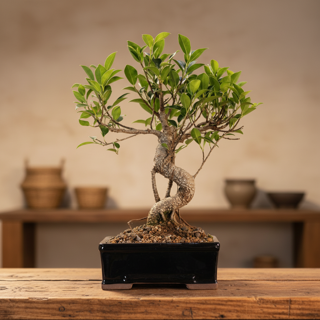 Ficus Microcarpa (Banyan Fig) Indoor Bonsai Tree | Shaped | In 16cm Pot | Delightful Gift
