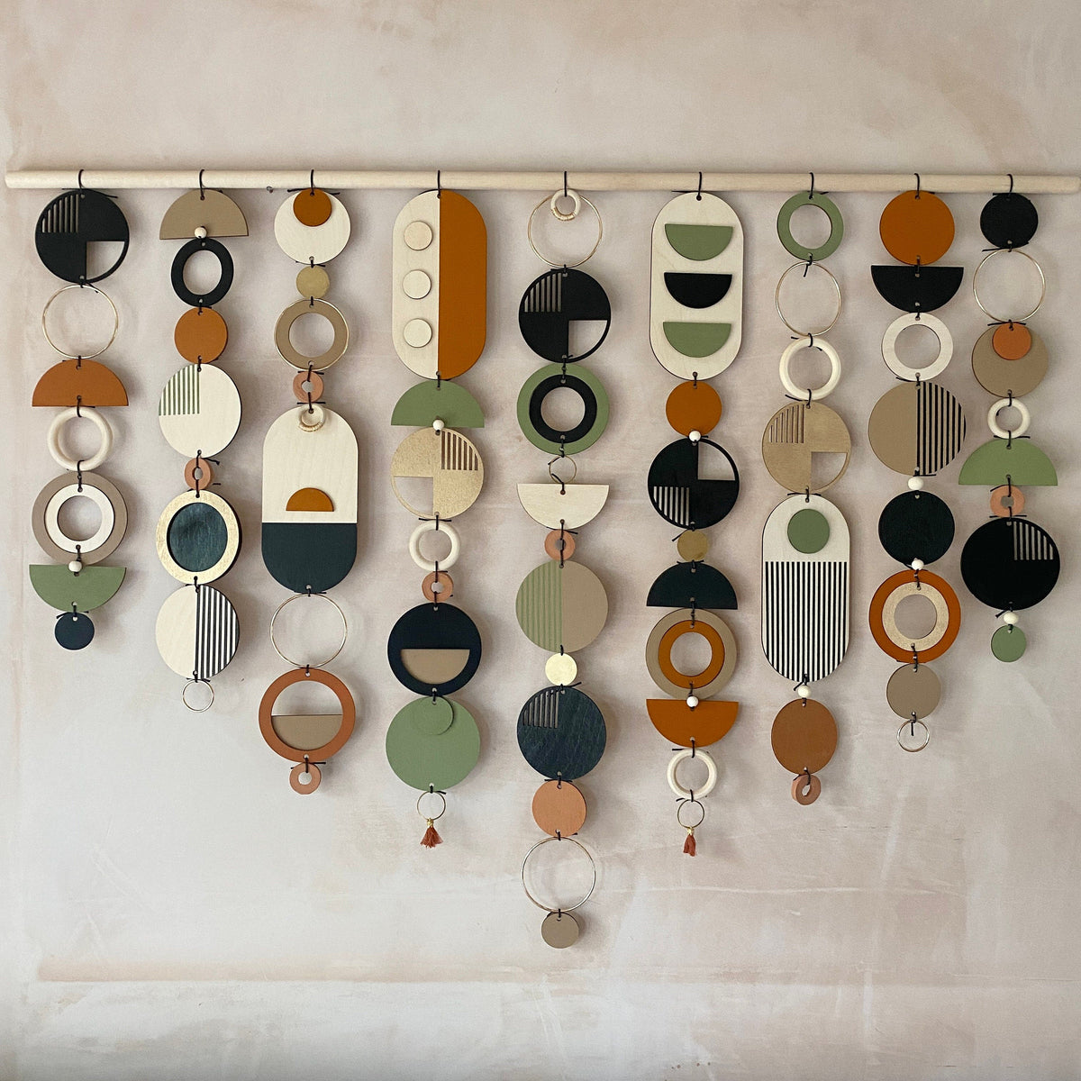 Large Mid Century Modern Wall Art – Handmade Burnt Orange and Olive Wall Hanging - Other Colours Available