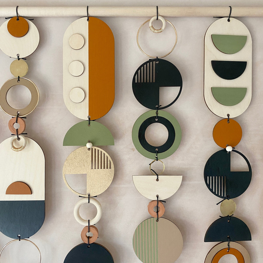Large Mid Century Modern Wall Art – Handmade Burnt Orange and Olive Wall Hanging - Other Colours Available