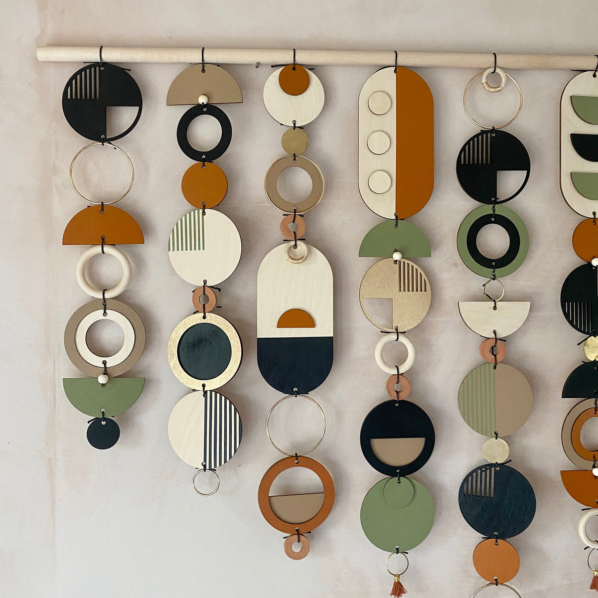 Large Mid Century Modern Wall Art – Handmade Burnt Orange and Olive Wall Hanging - Other Colours Available