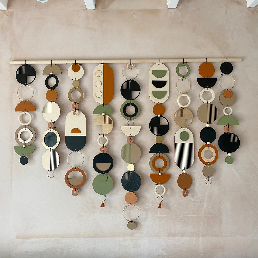 Large Mid Century Modern Wall Art – Handmade Burnt Orange and Olive Wall Hanging - Other Colours Available