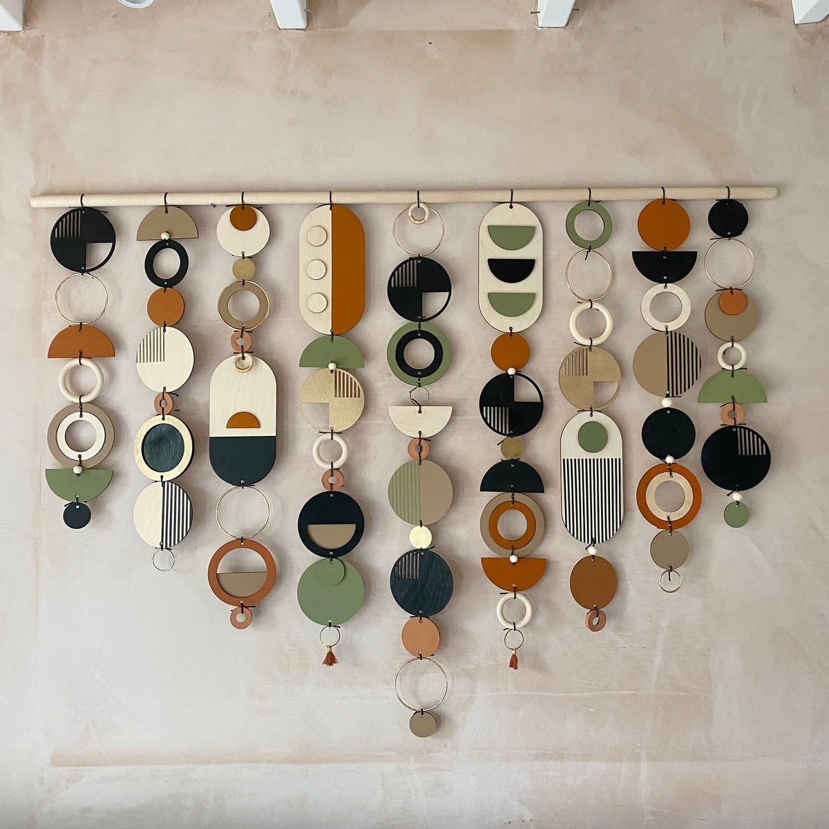 Large Mid Century Modern Wall Art – Handmade Burnt Orange and Olive Wall Hanging - Other Colours Available