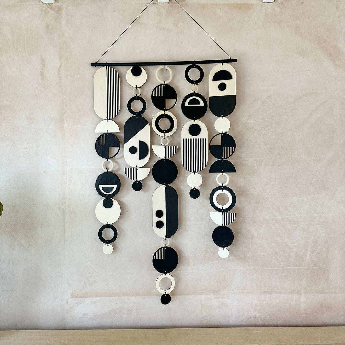 Handmade Modern Monochrome Wooden Wall Art - Home Decor Tapestry