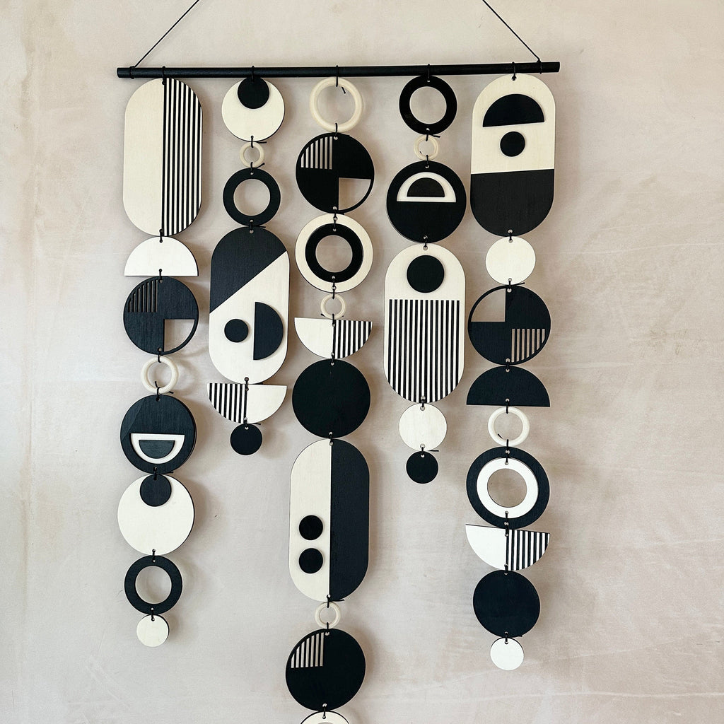 Handmade Modern Monochrome Wooden Wall Art - Home Decor Tapestry