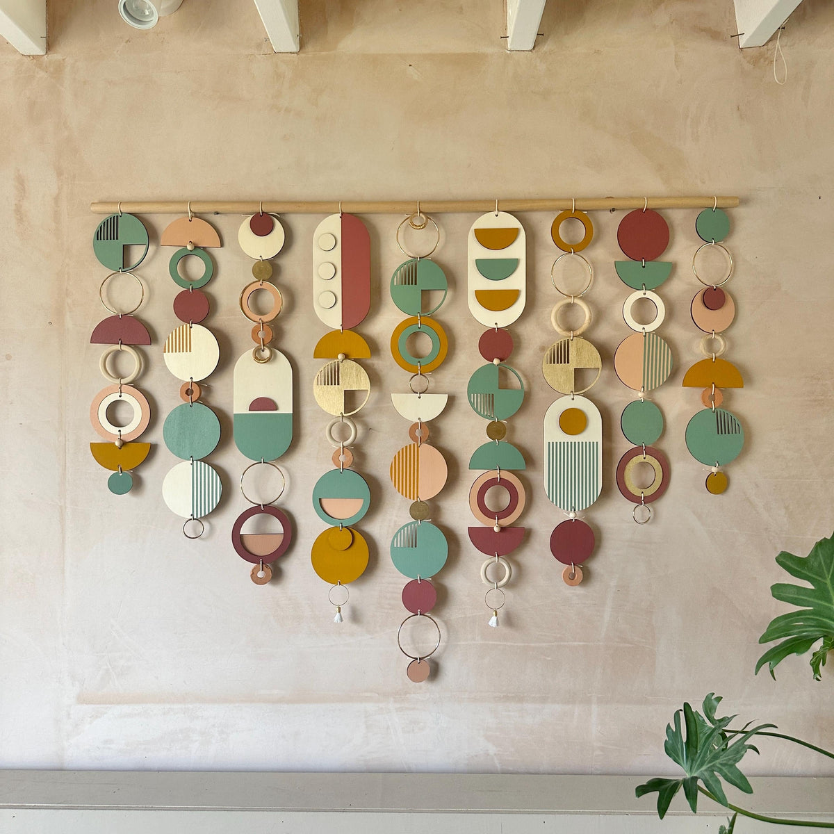 Large Mid Century Modern Wall Art – Handmade Burnt Orange and Olive Wall Hanging - Other Colours Available