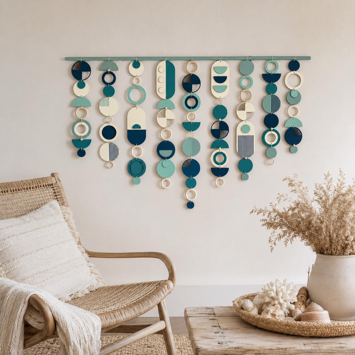 Large Mid Century Modern Wall Art – Handmade Burnt Orange and Olive Wall Hanging - Other Colours Available