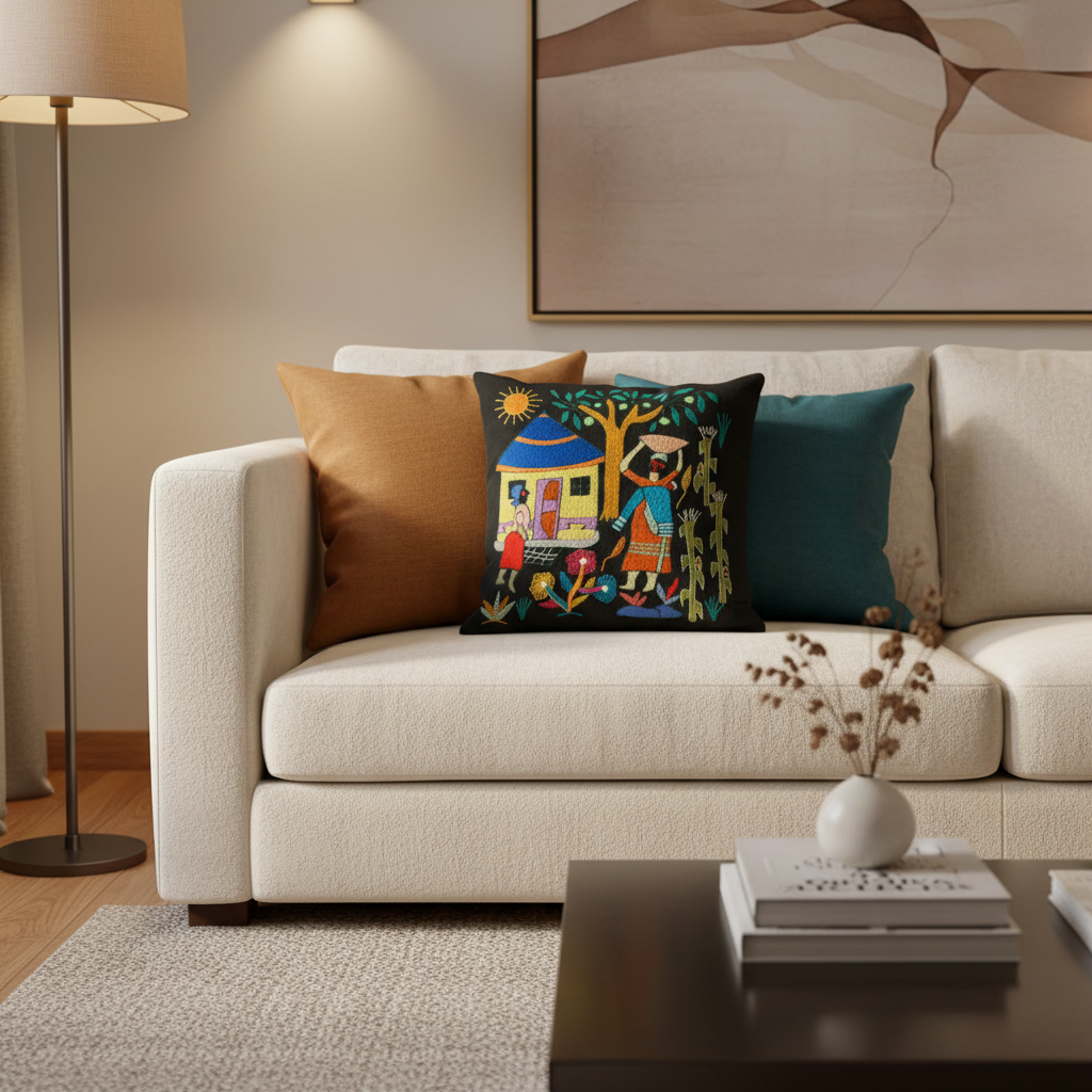 Mapula embroidered cushion 40x40 - South Africa