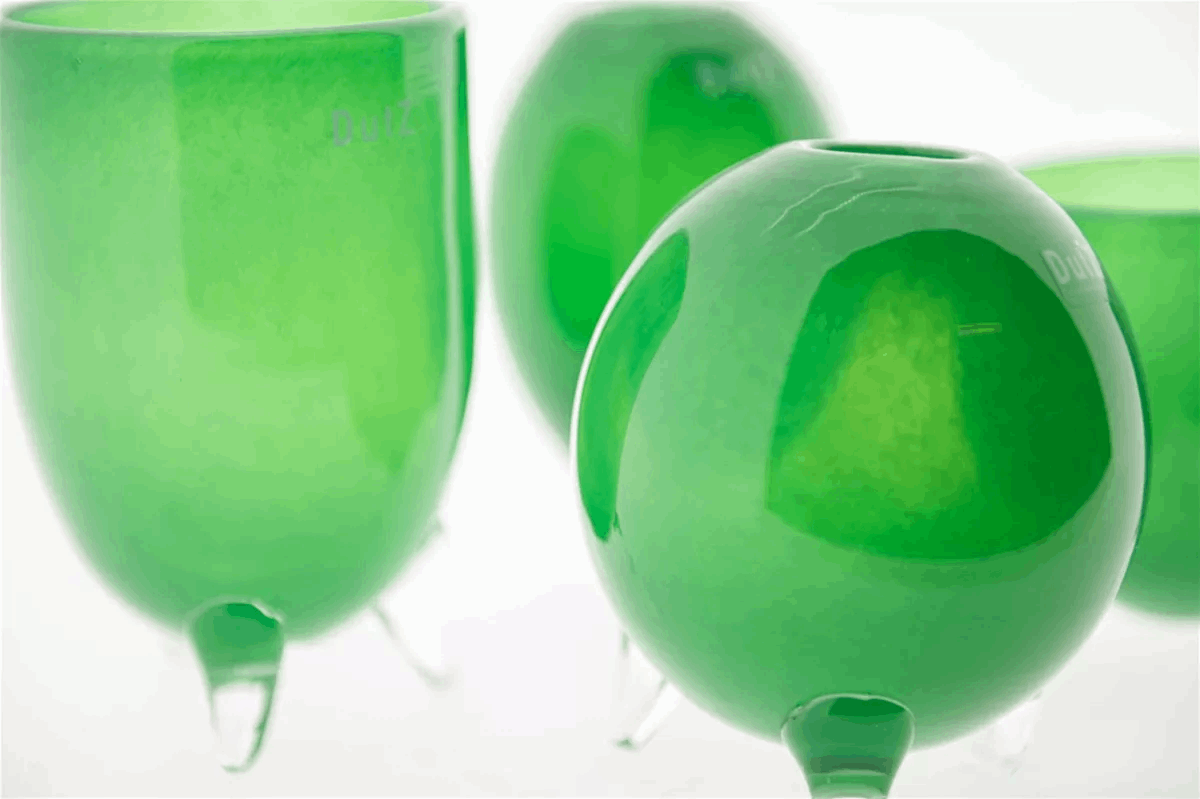 EVITA Mouthblown Glass Vases with Feet - Set of 4pcs - in Multiple Colours