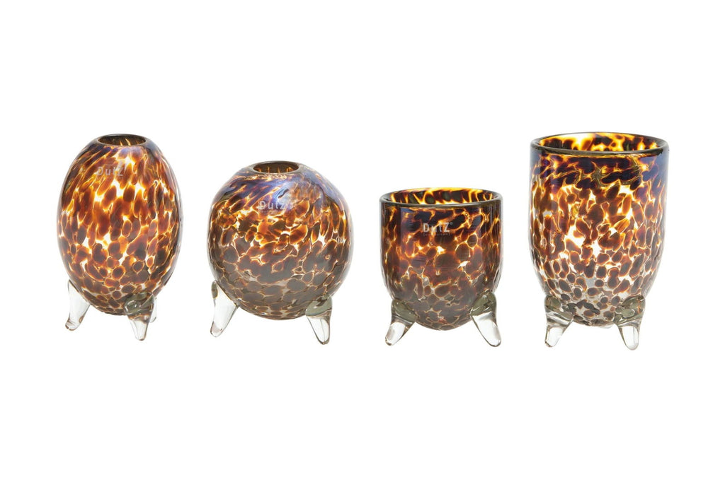 EVITA Mouthblown Glass Vases with Feet - Set of 4pcs - in Multiple Colours