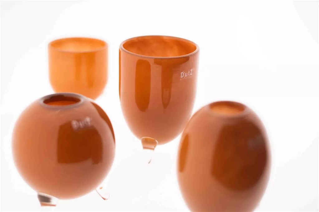 EVITA Mouthblown Glass Vases with Feet - Set of 4pcs - in Multiple Colours