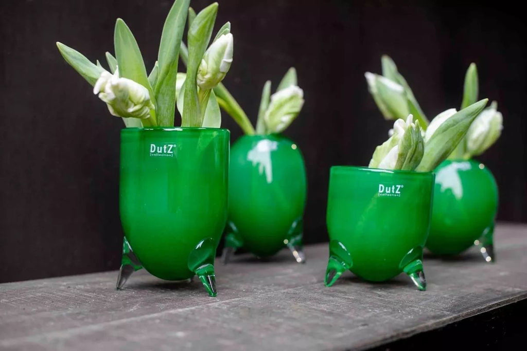 EVITA Mouthblown Glass Vases with Feet - Set of 4pcs - in Multiple Colours