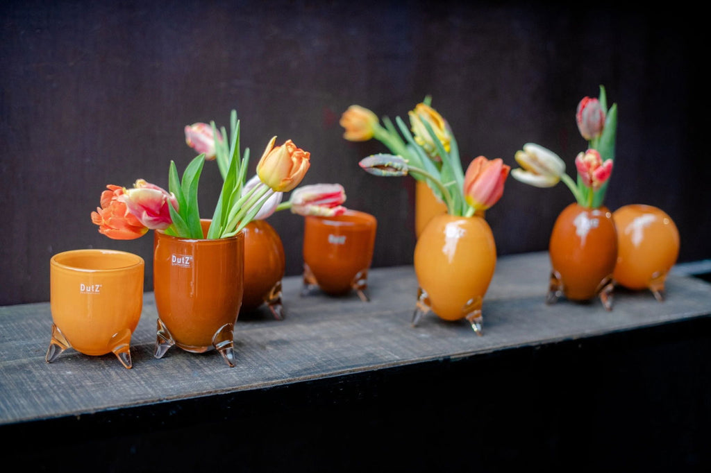 EVITA Mouthblown Glass Vases with Feet - Set of 4pcs - in Multiple Colours
