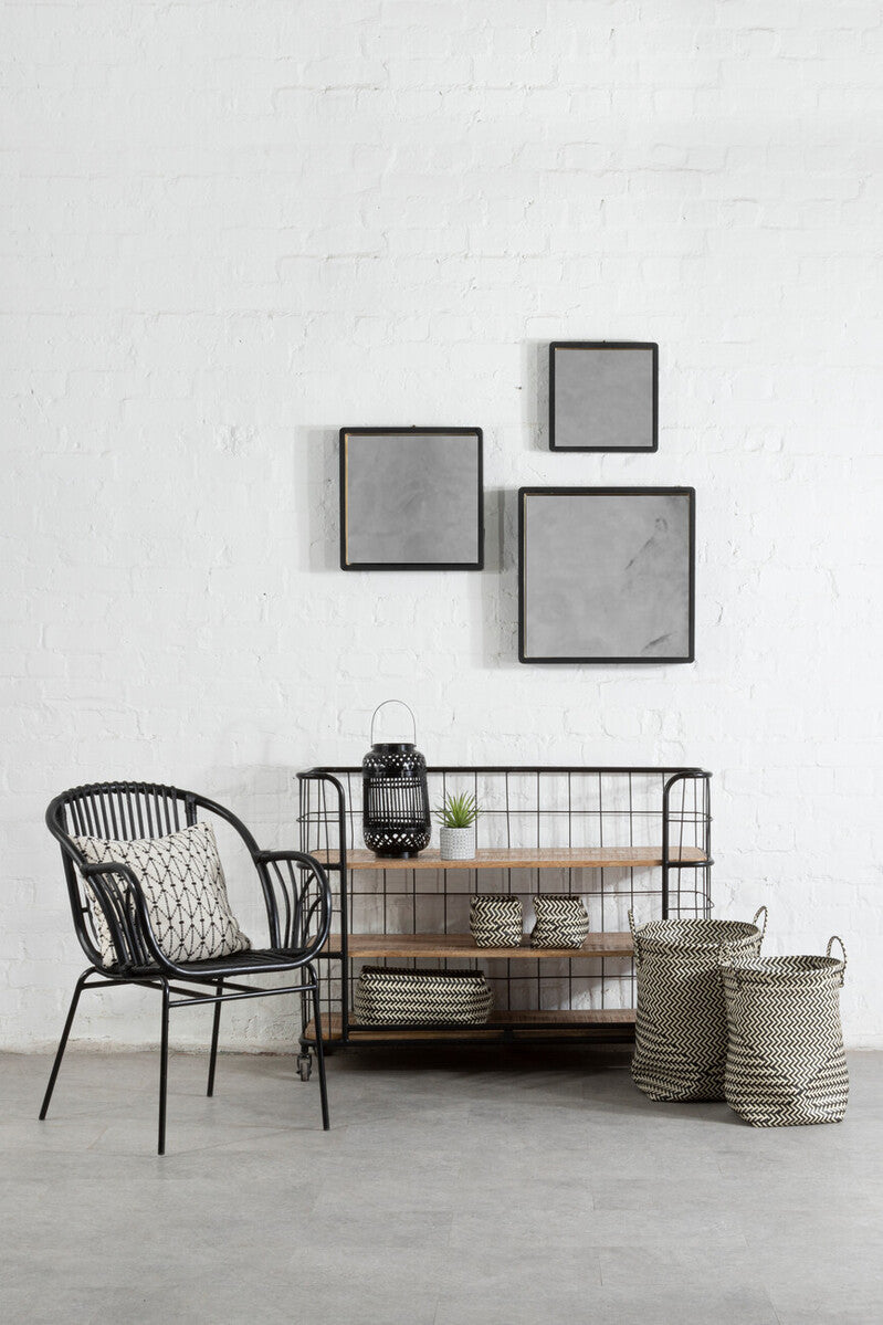 Set of Five Black and White Woven Storage Baskets | Nautical