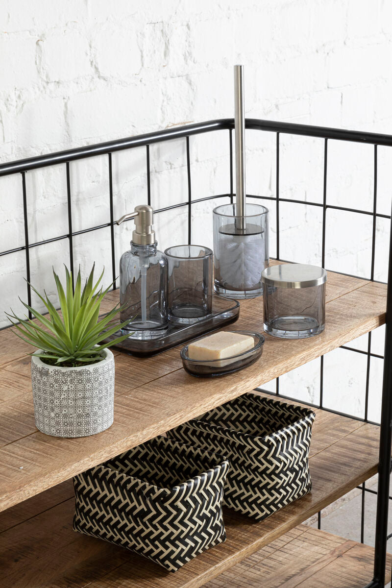 Set of Five Black and White Woven Storage Baskets | Nautical